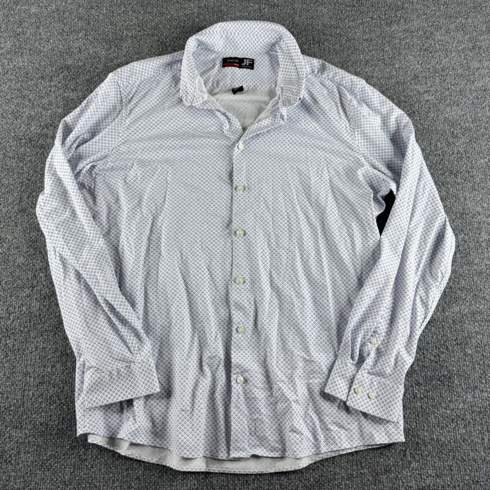 J Ferrar Mens Large Slim Fit Stretch Long Sleeve Geometric Diamond‎ Button Down